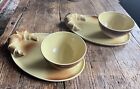 Pair Of French Vintage Croissant And Hot Chocolate Breakfast Plates Bowls
