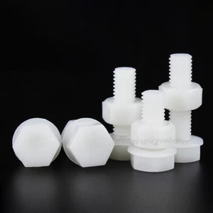 M14 M16 M18 M20 White Nylon Plastic Hexagon Head Screw+Nut+Flat Washer 3pcs Kit - Picture 1 of 11