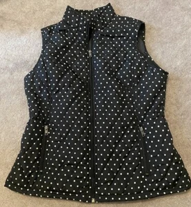 EUC Relativity Vest Women's M Black with Polka Dots  Zip Front Pockets E - Picture 1 of 4