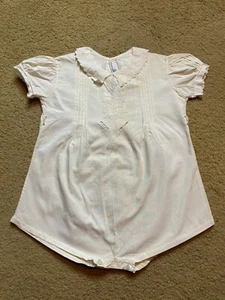 Vintage 40s Handmade Baby Christening Baptismal Romper White Cotton Embroidery - Picture 1 of 7