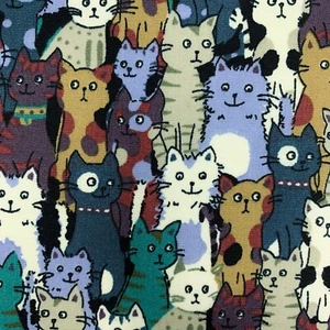 Cat cotton fabric cats craft poplin kitten pet material fun print - Picture 1 of 7