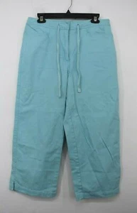 Chadwick's Women Flat Front Elastic Drawstring Waist Side Slit Capri Pants 14 - Picture 1 of 9