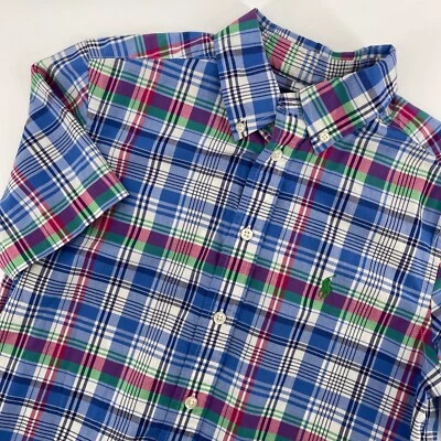 Ralph Lauren M (10-12) Plaid Shirt Short Sleeve Button Down Casual Top Kids - Image 1 of 4