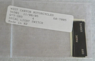 Triumph Light Switch "Off   Park   Lights" Decal - Black - Part # 60-7005 - Image 1 of 4