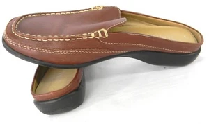 Bass Sandals Women Size 6.5M Brown Leather Slip-on Shoes Block Heel Sandals - Picture 1 of 10