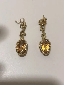 David Yurman Lantana Citrine Drop Earrings 18k Yellow Gold 12.9 Grams - Picture 1 of 4