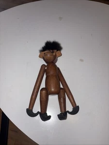 VTG Teak Articulated Wooden Hanging Monkey - Picture 1 of 5