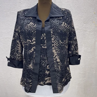 VTG R&M Richards Black And Gold Evening Top/Jacket SetWomens Sz 12 Holiday Artsy - Image 1 of 4