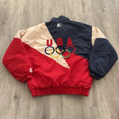 Vintage 90s Starter USA Olympics Puffer Jacket Zip Up  Size Adult Medium - Image 1 of 4