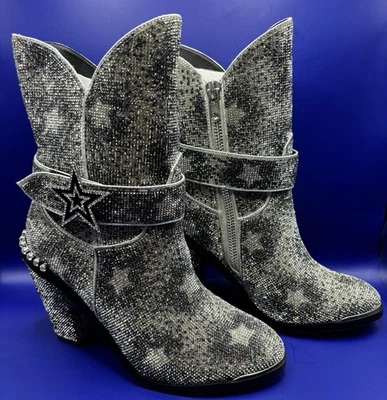Botas personalizadas Club Exx para mujer talla 9M bronce plata pedrería Dallas Cowboys Foto 1 de 4