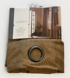 1 Threshold Brown Textured Basketweave Grommet Top Window Panel 84" x 54" - Picture 1 of 4