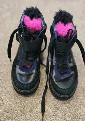 Botas Juicy Couture UK 5 EU 38 Negro Rosa Cuero Imitación Piel Foto 1 de 4