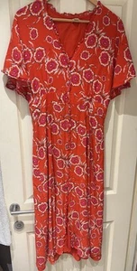 WHISTLES ORANGE RED FLORAL PRINT DRESS UK 14 - Picture 1 of 9