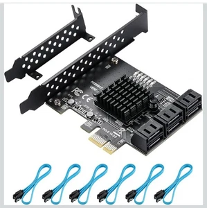 6 Port PCI-E Expansion Card Adapter PCI-E x4x8x16 6G SATA3.0 For ASMedia ASM1166 - Picture 1 of 12