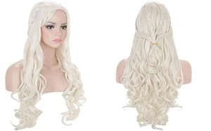 Morvally Daenerys Drachenkönigin Cosplay Perücke Khaleesi hellblond GOT Fantasy Zopf - Bild 1 von 5