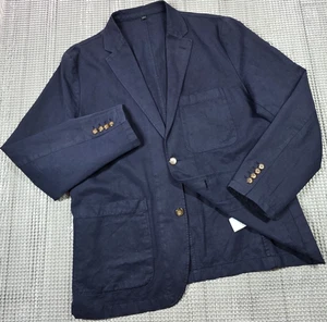 Traje Chino Azul J Crew Chaqueta Para Hombres 44 Prendas Teñido Lino Algodón Tareas Abrigo - Imagen 1 de 17