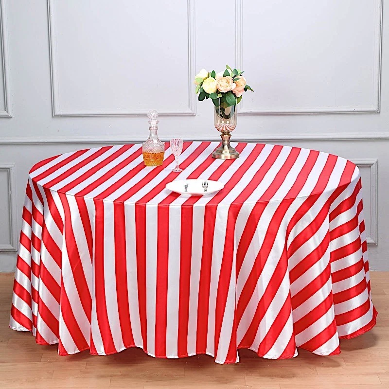 6 piezas Manteles Redondos Satén 120" Rayas Boda Ceremonia Fiesta Banquete OFERTA Foto 1 de 1