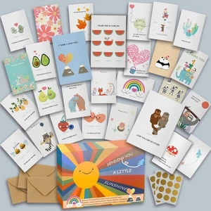 Tarjetas Thinking Of You, 30 tarjetas de felicitación Punny 4x6 pulgadas, multicolor - Imagen 1 de 7