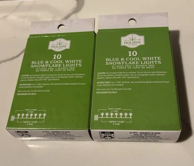 Juego de 2. Holiday Time 10 luces LED de Navidad de copo de nieve azul y blanco frío Foto 1 de 2
