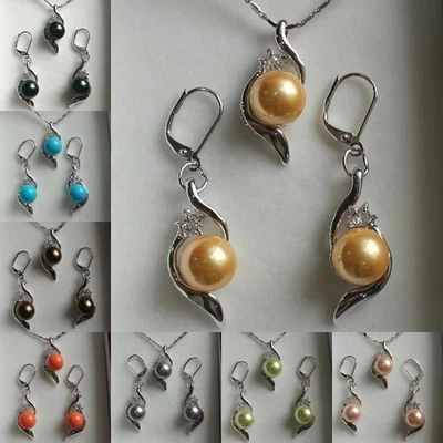 Brincos femininos de pérola incrustados + pingente festa temperamento conjuntos de joias - Imagem 1 de 4