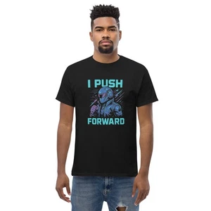 I Push Forward Cyberpunk Graphic Tee Voiceritzy Men’s Cotton Streetwear T-Shirt - Picture 1 of 13