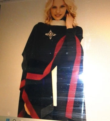 ENVOLTURA RUANA MEZCLA LANA DAMAS-NEGRO CON RIBETE DE COLORES-CHIC! Foto 1 de 4