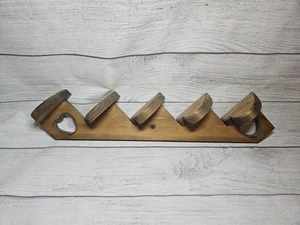 Vtg Solid Wood Handmade Shelf with Staggered Heart Cut Out Shelves - 21.5" - Picture 1 of 9