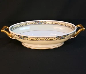 Thomas Bavaria Open Vegetable Bowl 1908-1938 The Arlington Floral Urns Gold Blue - Picture 1 of 19