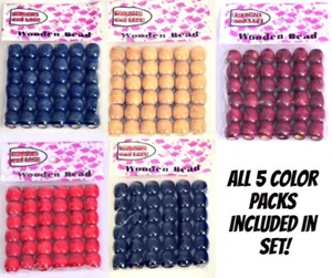 180pcs Assorted Multicolor Natural Round Wooden Accessory Crafts Hair Beads - Picture 1 of 6
