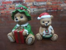 Vintage Set Of 2 Homco Teddy Bears Christmas Figures #5175 Pre-owned