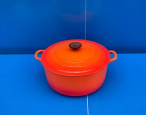 Le Creuset Grande Casseruola Ghisa Rotonda Vintage Modello N° G Arancio Ø 29 CM - Foto 1 di 8