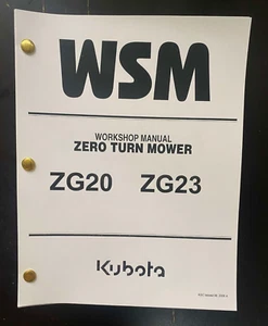 20 23 ZERO TURN Workshop Service Repair Maintenance Manual Fits Kubota ZG20 ZG23 - Picture 1 of 17