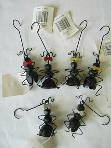 BLACK ANT Jingle Bell Ornaments 6pc Tender Heart Insect NEW picnic ants - Picture 1 of 2