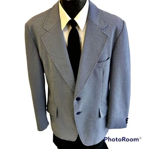 Vtg 70s Sir Walter Blue Sport Coat Mod TEXTURED Jacket Disco 3D Geometric Blazer - Picture 1 of 8