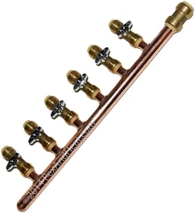 6 port Push Plumbing Manifold 3/4 Male 1/2 Ball Valve with PUSH FIT closed end - Picture 1 of 4
