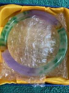 Nature Grade AAA High Icy Green Lavender Burma jade jadeite bracelet bangle 60mm - Picture 1 of 4