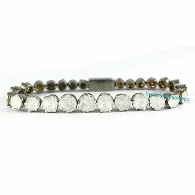 925 Sterling Silver Rose Cut Polki Diamond Bracelet Victorian Jewelry For Women - Image 1 of 4