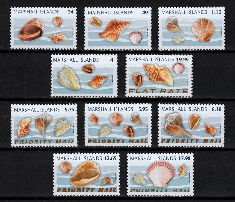MARSHALL ISLANDS, SCOTT # 1074-1094, COMPLETE MNH SET OF 10 SEASHELLS YEAR 2017 - Image 1 of 1