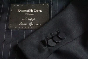 Ermenegildo Zegna Su Misura Milano Navy Blue wool 2Pc Tuxedo Jacket Pant 50R BIG - Picture 1 of 11