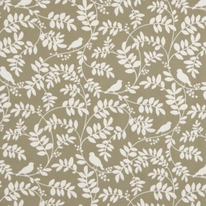 60 Yard Stoffrolle, Gardine, 100% Polyester, Schleppblätter, Vögel, Taupe, - Bild 1 von 5