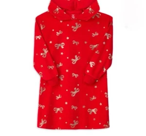 Holiday Time Christmas Hooded Long Sleeve Sleep Gown Red Gold Bows XXL 18 NWT - Picture 1 of 14