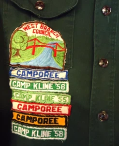 1950'S SHIRT WITH CAMP KLINE SEGMENTS  WEST BRANCH COUNCIL WILLIAMSPORT PA  OA - Picture 1 of 3