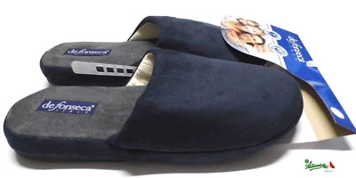 DEFONSECA Ciabatte pantofole uomo invernali tessuto gomma ROMA TOP C M20 Blu