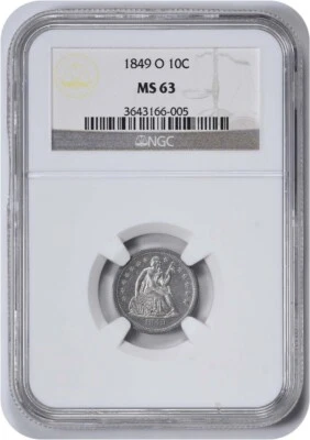 1849-O Liberty Seated Silver Dime MS63 NGC - Image 1 of 4