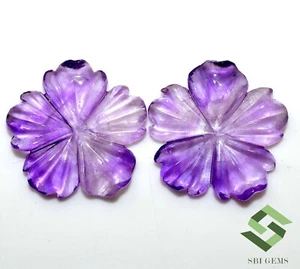 24x24x4 mm Natural Amethyst Handmade Carving Pair 29.68 Cts Loose Gemstones - Foto 1 di 7