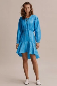 Country Road Silk Blend Lace Up Mini Dress - Blue, Size 14, L BNWT , RRP $199 - Picture 1 of 10