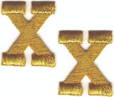 Metallic Gold Block Letter X Patch Embroidered Cut out Iron on (1" in) Lot of 2 - Image 1 of 2