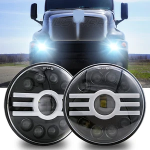 Par de faros LED redondos de 7 pulgadas aptos para semirremolque Kenworth T2000 haz alto bajo - Imagen 1 de 11