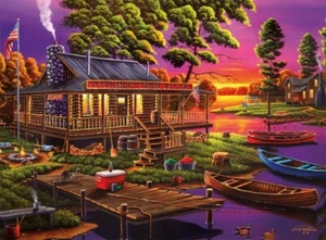 Buffalo Games Geno Peoples -STEPHANIES CANOE RENTAL 1000 Piece Jigsaw Puzzle - Picture 1 of 3