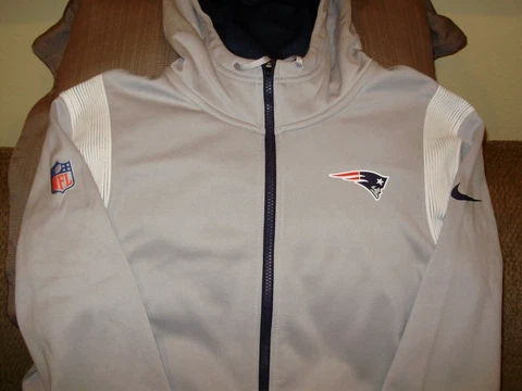 NFL New England Patriots Nike Therma-Fit Gray Full Zip Hoodie Jacket Mens Medium Cover